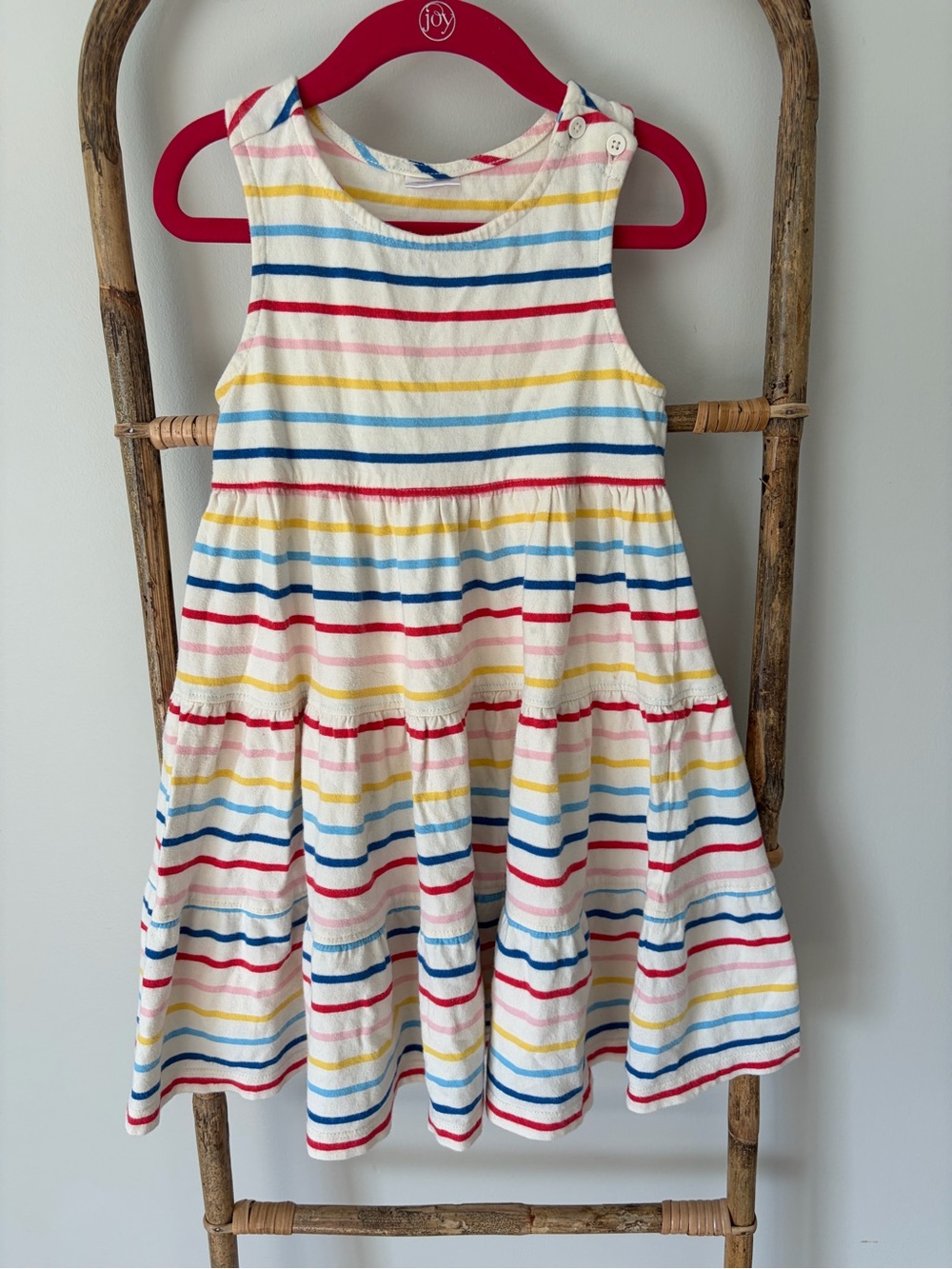 Hanna Andersson White Multi Striped Sleeveless Cotton Dress